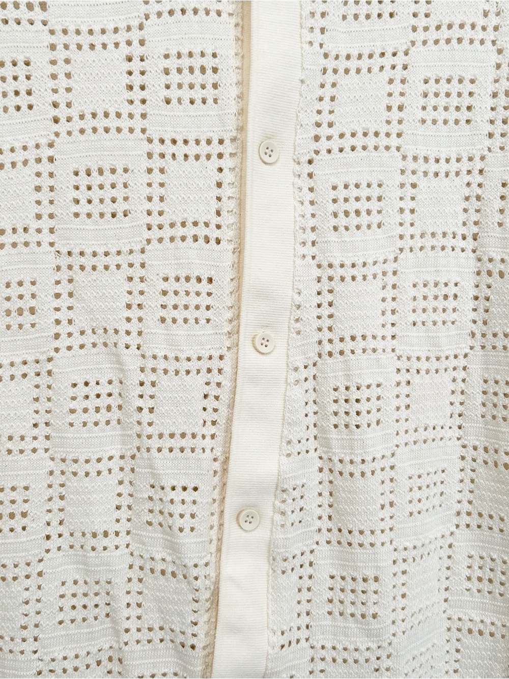 Zara Ecru Crochet Knit Short Sleeve Shirt | Size XL - Picture 4 of 6